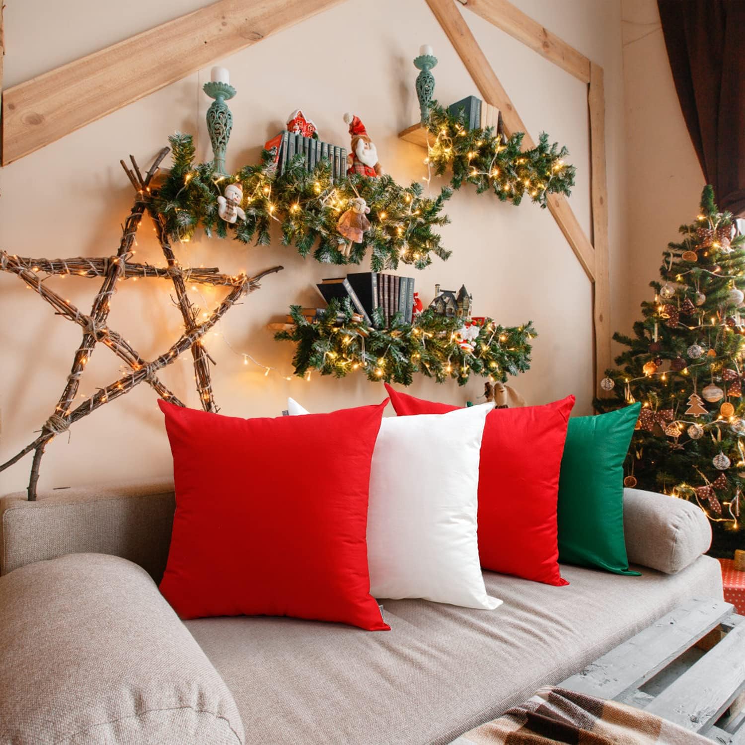 Thmyo 4-Pack 100% Cotton Comfortable Solid Decorative Throw Pillow Case Square Cushion Cover Pillowcase Sublimation Blank Pillow Covers Christmas DIY Throw Pillowcase (18x18inch/45x45cm,White)