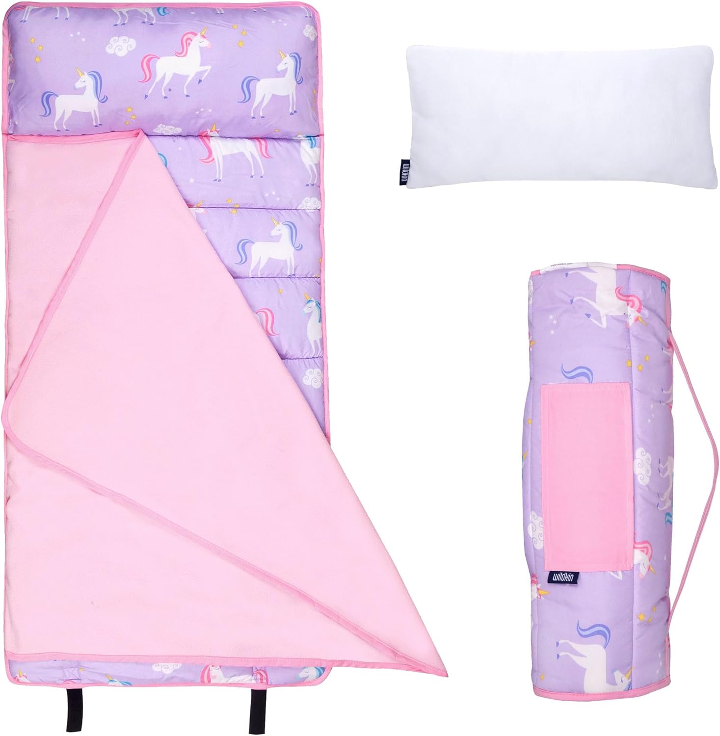 Wildkin 43-inch Kids Nap Mat – Soft Microfiber Toddler Sleeping Mat with Pillow