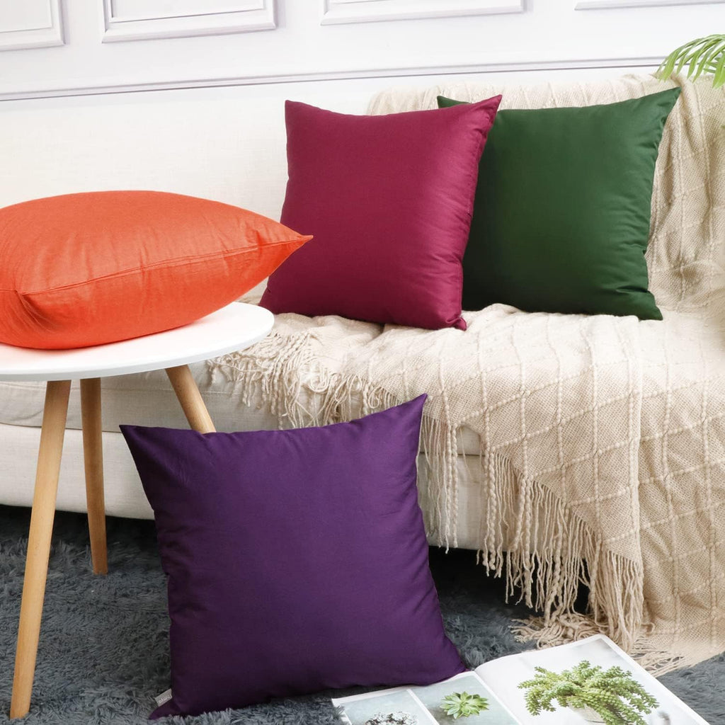 4-Pack 100% Cotton Comfortable Solid Decorative Throw Pillow Case,Thmyo Square Cushion Cover Pillowcase Sublimation Blank Pillow Covers DIY Throw Pillowcase for Couch Sofa(18x18 inch/ 45x45cm,Violet)
