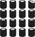 16 Pack Self Adhesive Bandage Wrap, 2" X 5 Yards Black Elastic Cohesive Bandage Wrap for Sports, Wrist, Ankle and Vet Wrap, Grip Tape