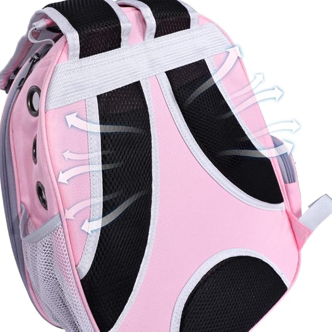 Pink Bird Backpack Carrier with Portable Bird Feeder Cups, Pet Bubble Carrier for Pet Birds, Airline-Approved, Ventilate Transparent Space Capsule Carrier Backpack for Travel, Hiking and Outdoor Use