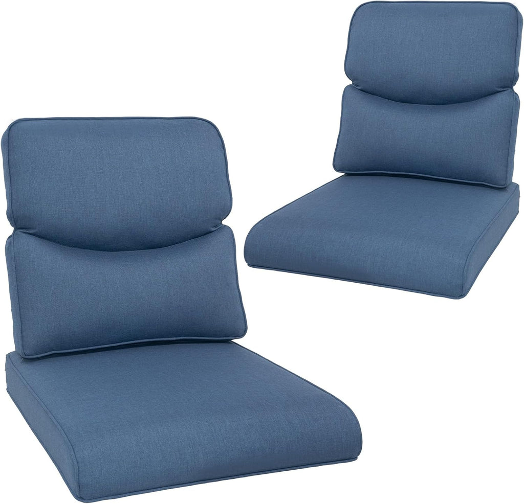 Outdoor Chair Cushions Set of 2-22 x 25 Inch Fade Resistant Patio Chair Cushions Outdoor Seat Cushions for Patio Furniture Chair Sofa Couch-Blue