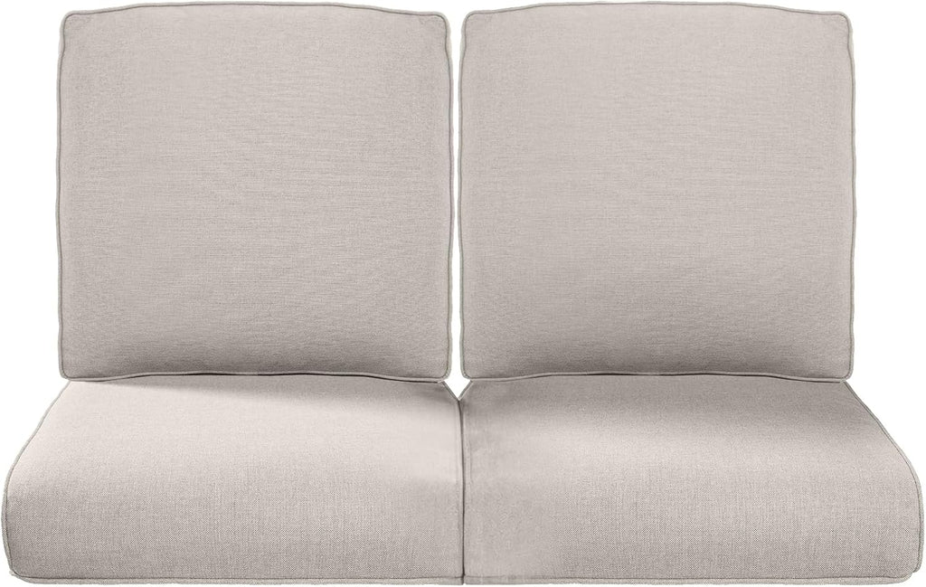 Pop 22x25/22x24 Outdoor Seat Cushions Set of 2 - Comfortable High Back Water-Resistant Patio Wicker Chairs Cushion for Dining Rocker Glider Loveseat Couch Sectional Sofa - Beige/Classic