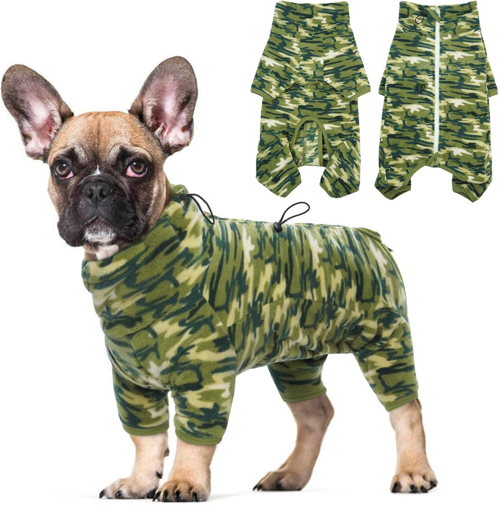 ROZKITCH Dog Winter Coat Soft Fleece Pullover Pajamas, Pet Windproof Warm Cold Weather Jacket Vest with Luminous Zipper, Jumpsuit Apparel Outfit Clothes for Small Medium Large Dog Camo L