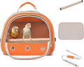 Bird Carrier,Bird Cage Parakeet Parrot Budgie Carrier Backpack for Small Birds, Travel Bird Cages with Perch, Transparent Ventilation Cockatiels, Lightweight Pet Carrier for Outdoor Use(Orange)