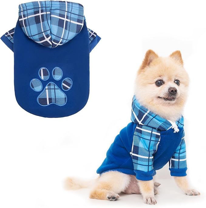 Plaid Dog Hoodie Pet Clothes Sweaters with Hat Medium (Pack of 1)