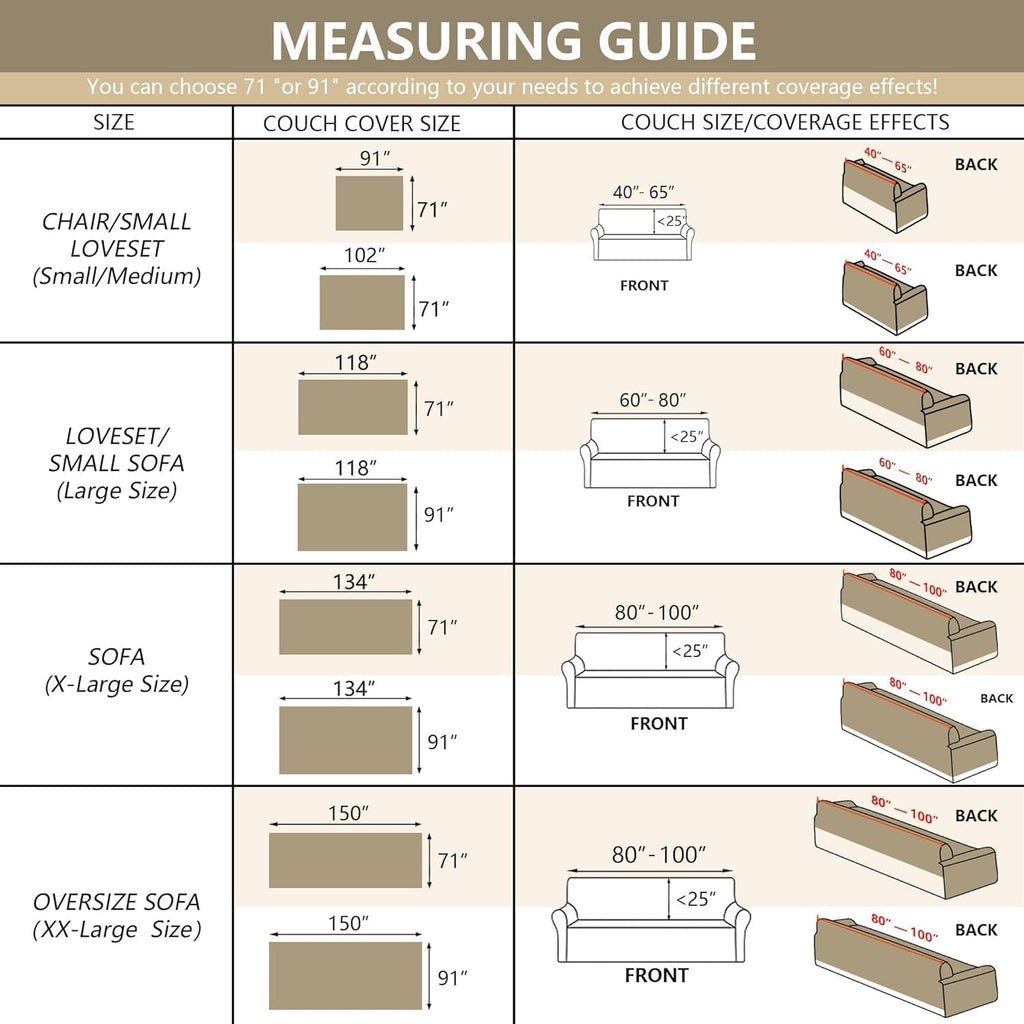 MYSKY HOME Oversized Sofa Covers Couch Covers for 3 Cushion Couch Sofa Pet Friendly, L Shaped Couch Cover Sectional Couch Cover Non Slip Furniture Protector for Kids, 91"x150", Sand
