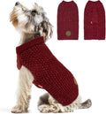 KYEESE Dog Sweater with Leash Hole for Small Dogs Male Warm Pullover with Reflective Thread Soft Knitwear Boy Dog Clothes Cozy Lightweight Thick Sweater Pet Indoor Outdoor Wear,Dark Red,X-Small