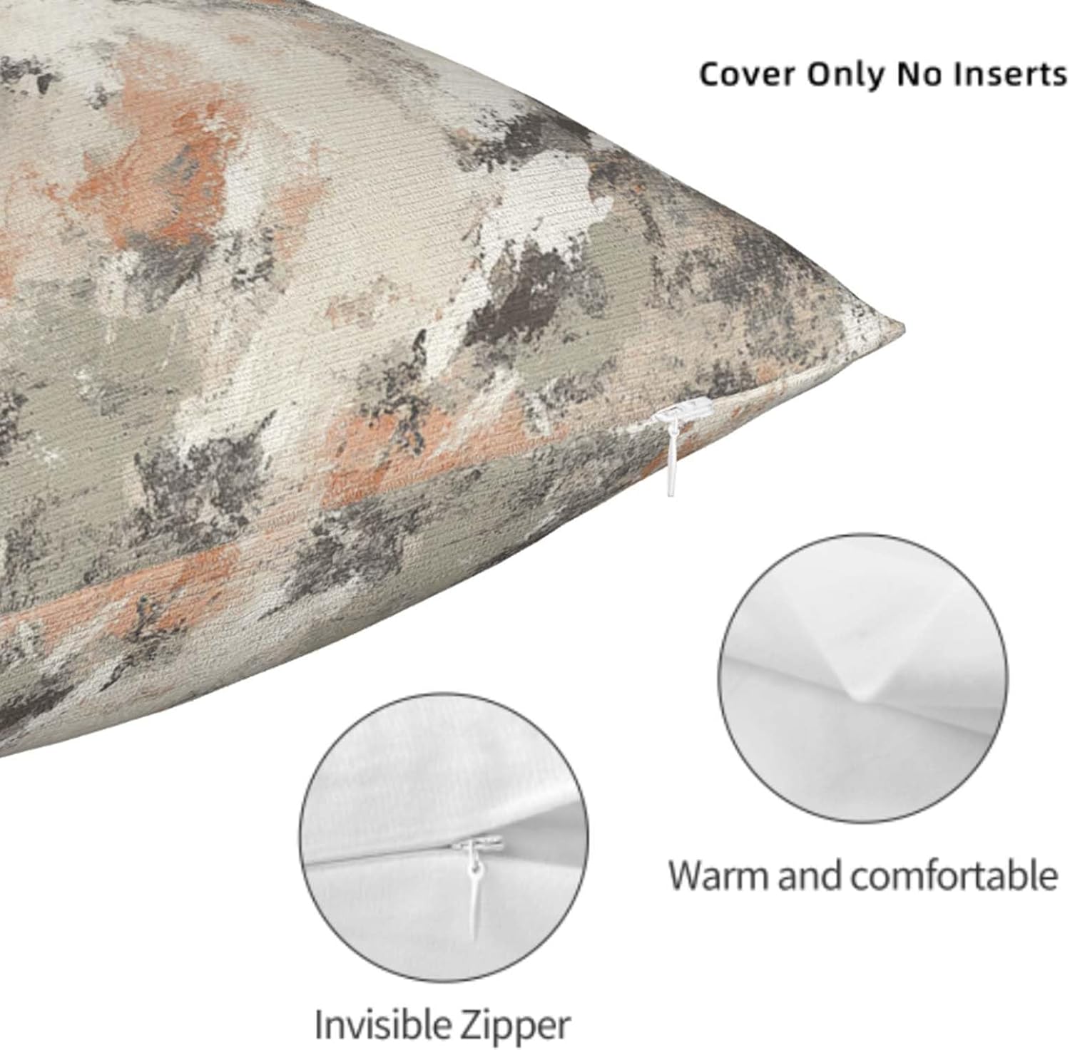 Throw Pillow Covers 18x18 Set of 2, Modern Abstract Cushion Covers, Decorative Square Pillowcases for Couch, Bedroom, Living Room