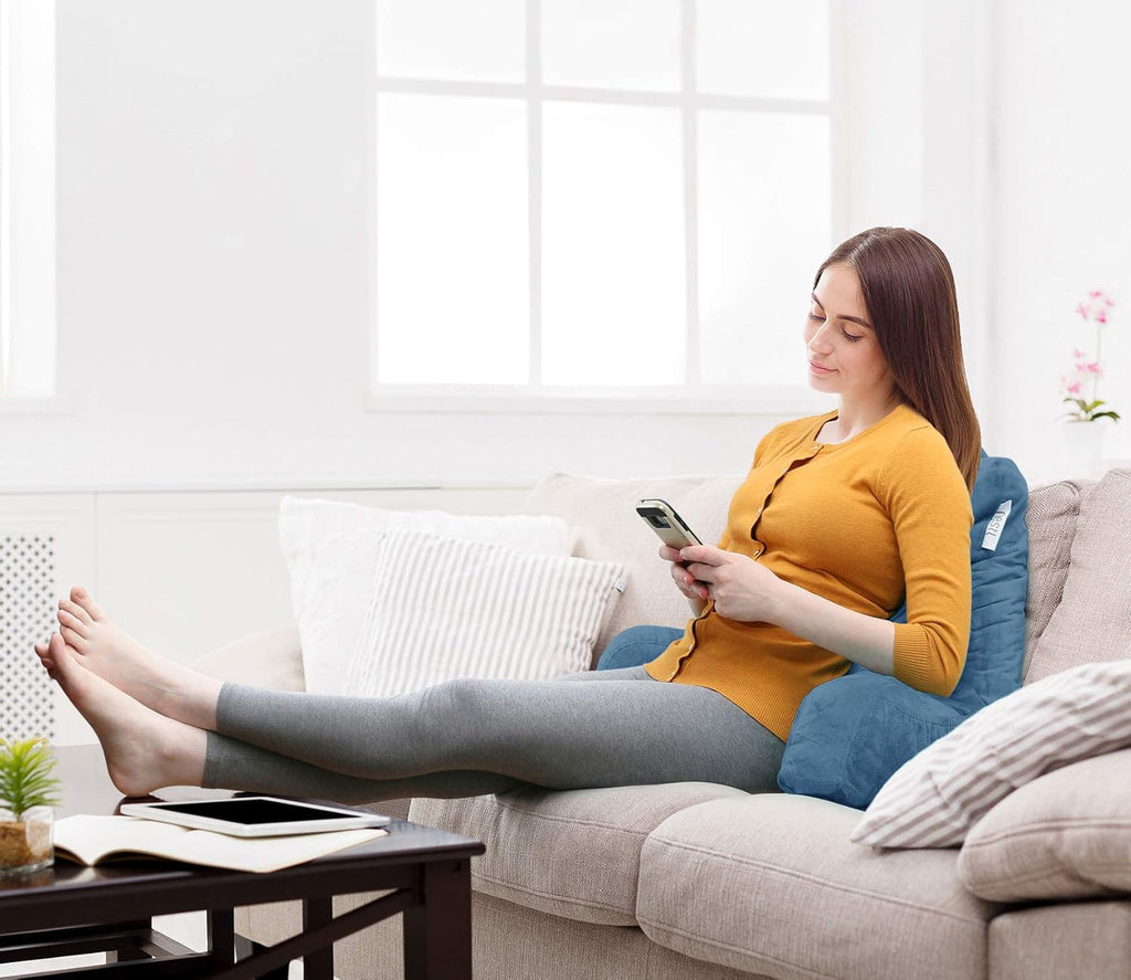 Nestl Reading Pillow for Kids & Teens with Shredded Memory Foam, Backrest Pillows for Reading, Watching, and Gaming, Use on the Couch, Bed, or Floor, Adjustable Support with Washable Cover Blue Heaven