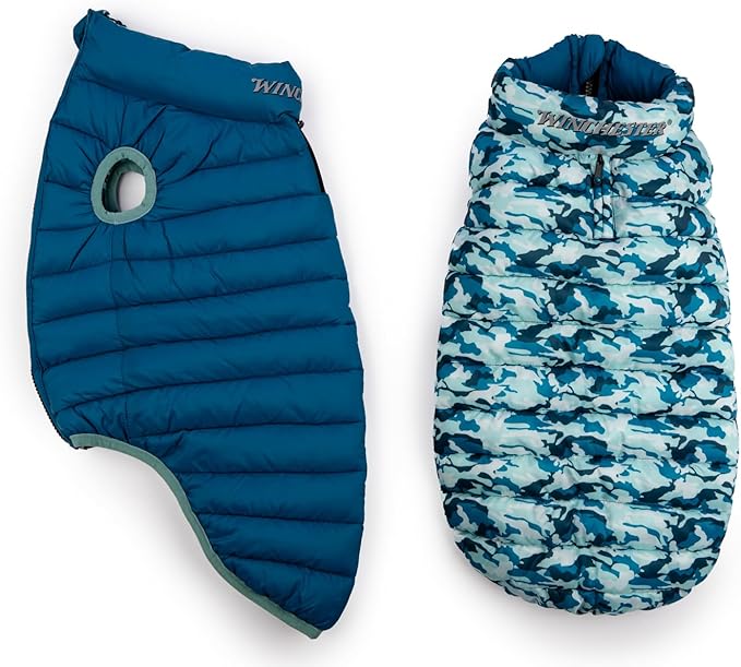 Winchester Pet Premium Reversible Dog Puffer Vest, Blue, Medium