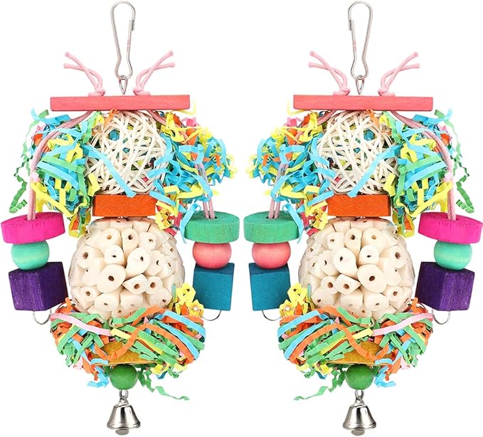 BBjinronjy Bird Toys,2PCS Hanging Natural Soft Sola Ball Beak Chew Shred Forage Toys for Parrots,Cockatiel,Conure,Love Birds,Parakeets,Budgie and Other Small Birds