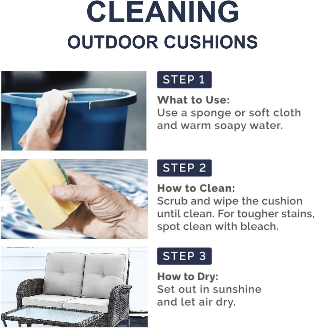 Rilyson Patio Cushions for Outdoor Furniture - 22×24 Inches High Back and Deep Seating Outdoor Cushion for Patio Chairs Sofa Couch Loveseat Water Resistant(Sky Blue/2 Set/Button)