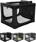 30 Inch Collapsible Travel Dog Crate for Medium Large Dogs, Portable Dog Crate 4-Door Foldable Soft Kennel with Durable Mesh Windows for Indoor & Outdoor Travel, with Storage Bag,Black