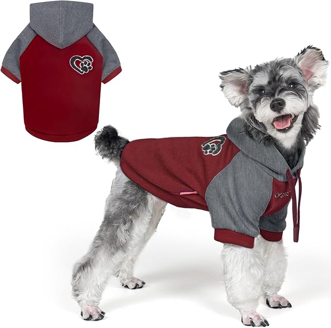 KYEESE Dog Hoodie Dogs Winter Stretchy Coat for Cold Weather Soft Dog Clothes for Small Dogs Comfort Cat Sweater Pet Sweatshirt with Drawstring Cat Coat with Leash Hole Warm Pet Clothes