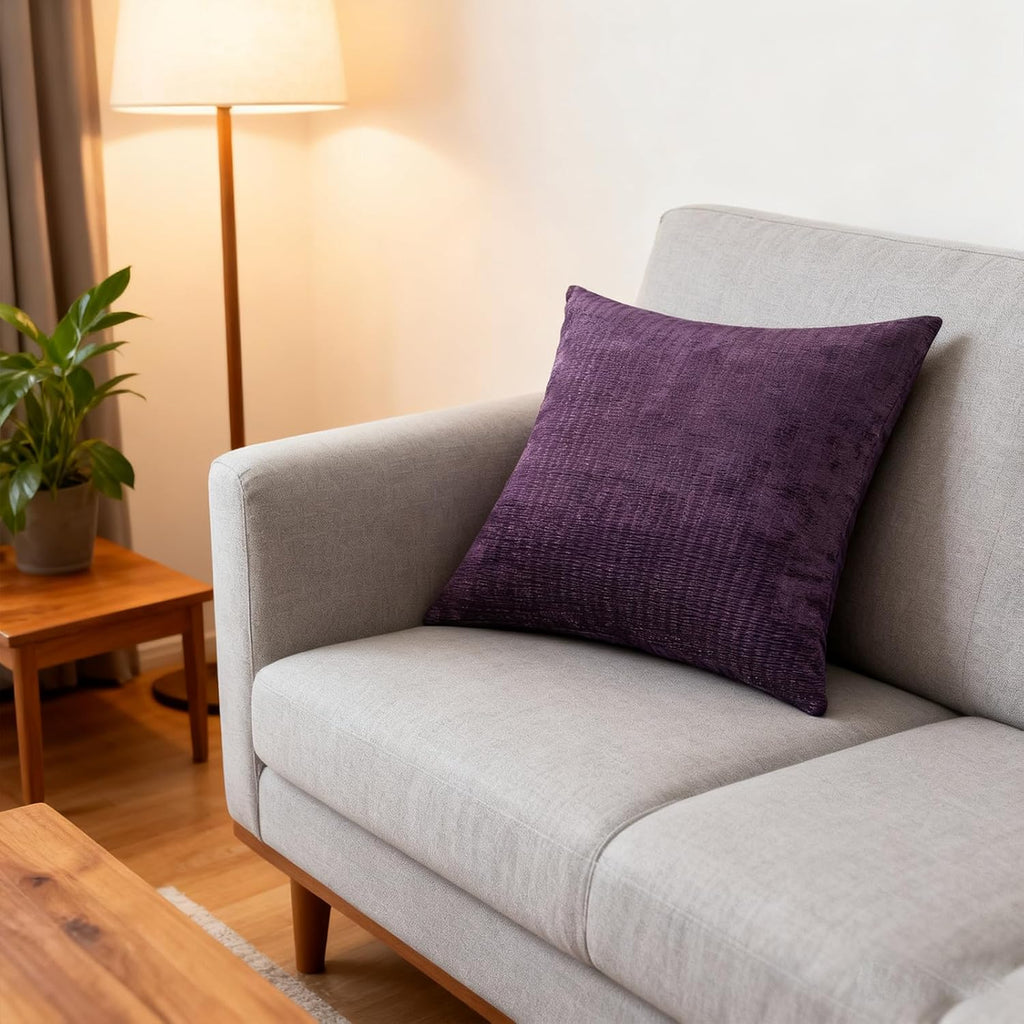 Throw Couch Pillow with Insert 18x18 Inches Set of 2 Square, Cute Modern Home Fall Decor for Living Room Sofa Bed Cushion Accent Case, Anthropologie Style Home Decor (Anemone Purple #P2-22)