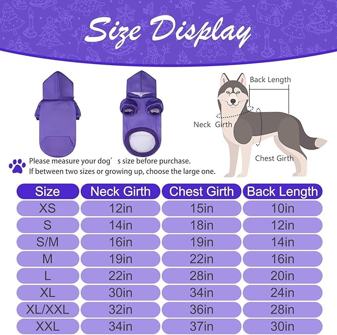 KOOLTAIL Basic Dog Hoodie - Soft & Warm Dog Hoodie Sweater with Leash Hole and Pocket, Dog Winter Coat, Cold Weather Clothes Sweatshirt for Small Medium Large Dogs Puppy Cat Boys Girls Purple SM