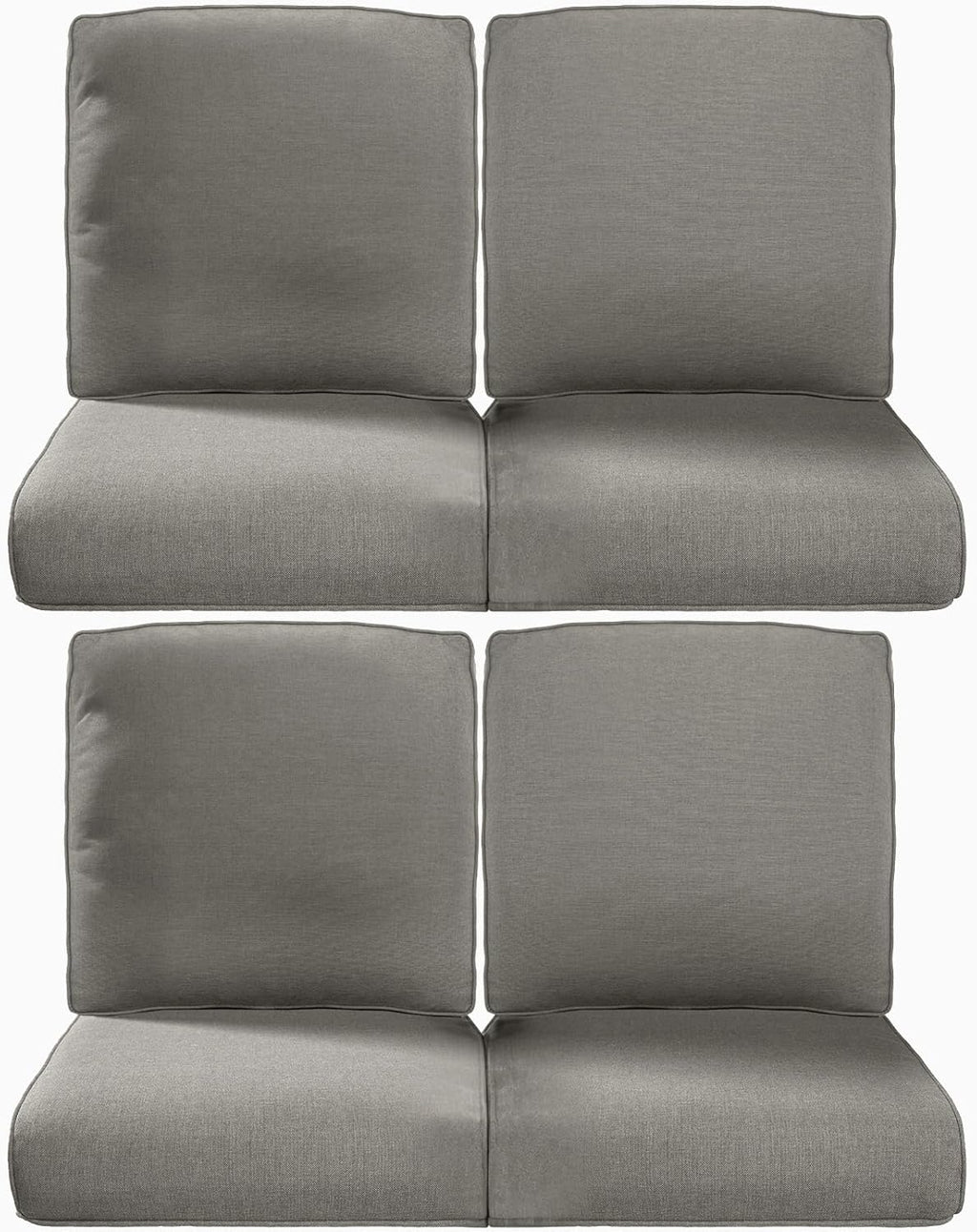 Pop 22x25/22x24 Outdoor Chair Cushions Set of 4 - Heavy Duty High Back Replacement Zippered Cushion for Patio Furniture Set Dining Rocking Chairs Loveseat L-Shape Sofa - Grey/Classic