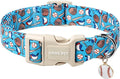 ARING PET Baseball Dog Collar, Cute Summer Blue Pet Collars with Quick Release Buckle for Puppy Small Medium Large Boy Girl Dogs-M