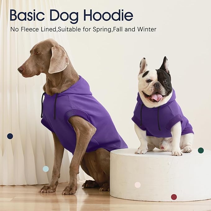 IECOii Dog Hoodie for Small Dogs,Thin Dog Sweatshirt with Hood Suit for Spring Fall Early Winter,Breathable & Lightweight Pet Sweater for Schnauzer, Pug,French Bulldog,Purple, M (No Fleece Lined)