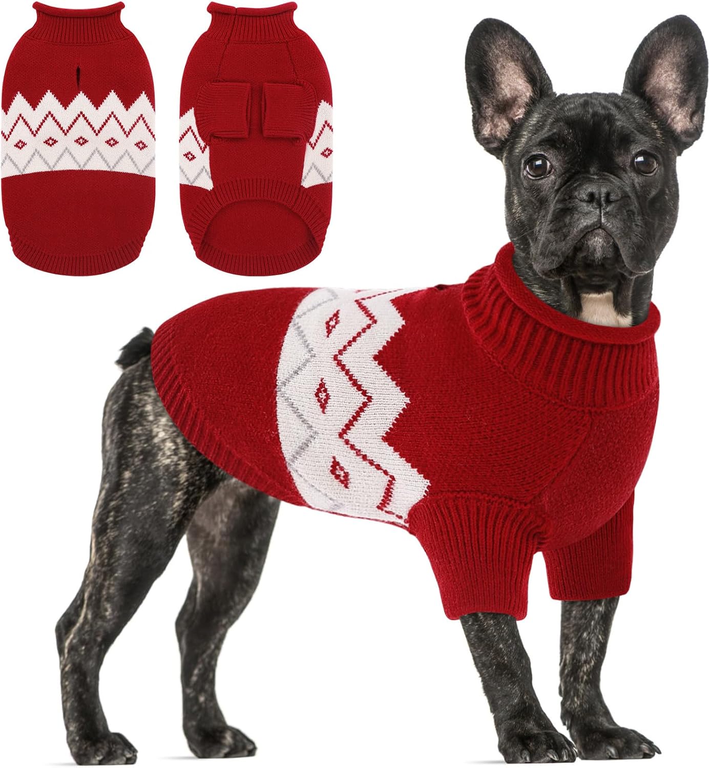 Queenmore Warm Dog Sweater, Soft Pet Knitwear, Knitted Pullover, Vlentines Day Gifts Winter Pet Clothes for Small Medium Dogs Cats