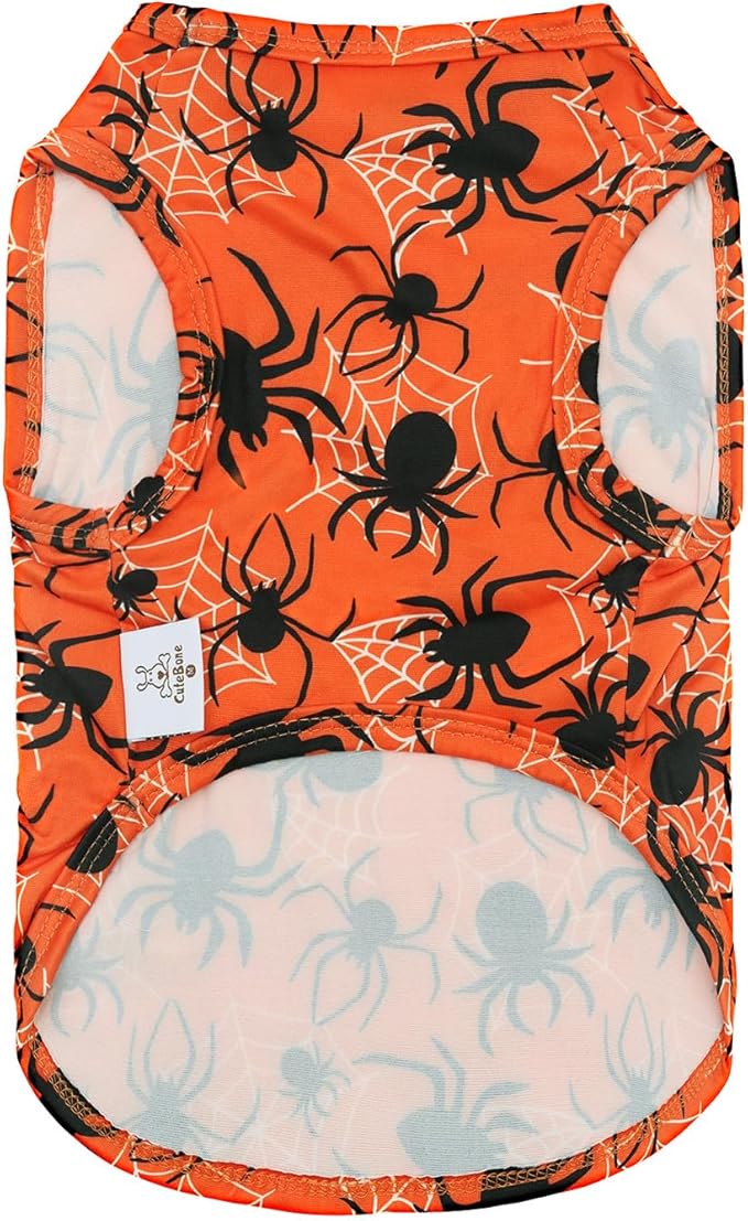 CuteBone Halloween Dog Shirts 2-Pack Soft Pet Clothes Breathable Summer Vest for Small Puppy and Stretchy Cat Apparel 2BX22S