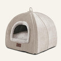 Cat Bed for Indoor Cats - Cat House Cats Tent with Removable Washable Cushioned Pillow, Soft and Self Kitten beds,for Small and Medium Pet Bed, Beige