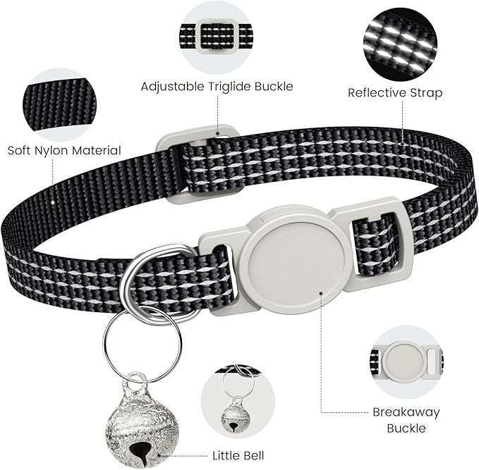 5 Pack Reflective-Breakaway Cat Collars with Bells,Adjustable Small Cat Collar,Ideal for Girl Cats Male Cats Kittens Puppies,Pet Supplies Stuff Accessories 7.9" - 13" (5 Classic Colors)