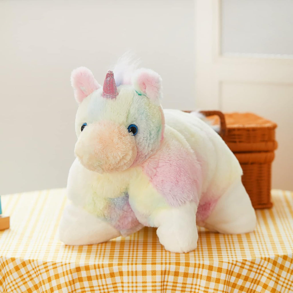 Glow Guards 16" Rainbow Unicorn Stuffed Animal Cute Soft Lovely Colorful Plush Toy Pillow Bedtime Sofa Decors Birthday Christmas Children's Day Gifts for Toddlers Kids