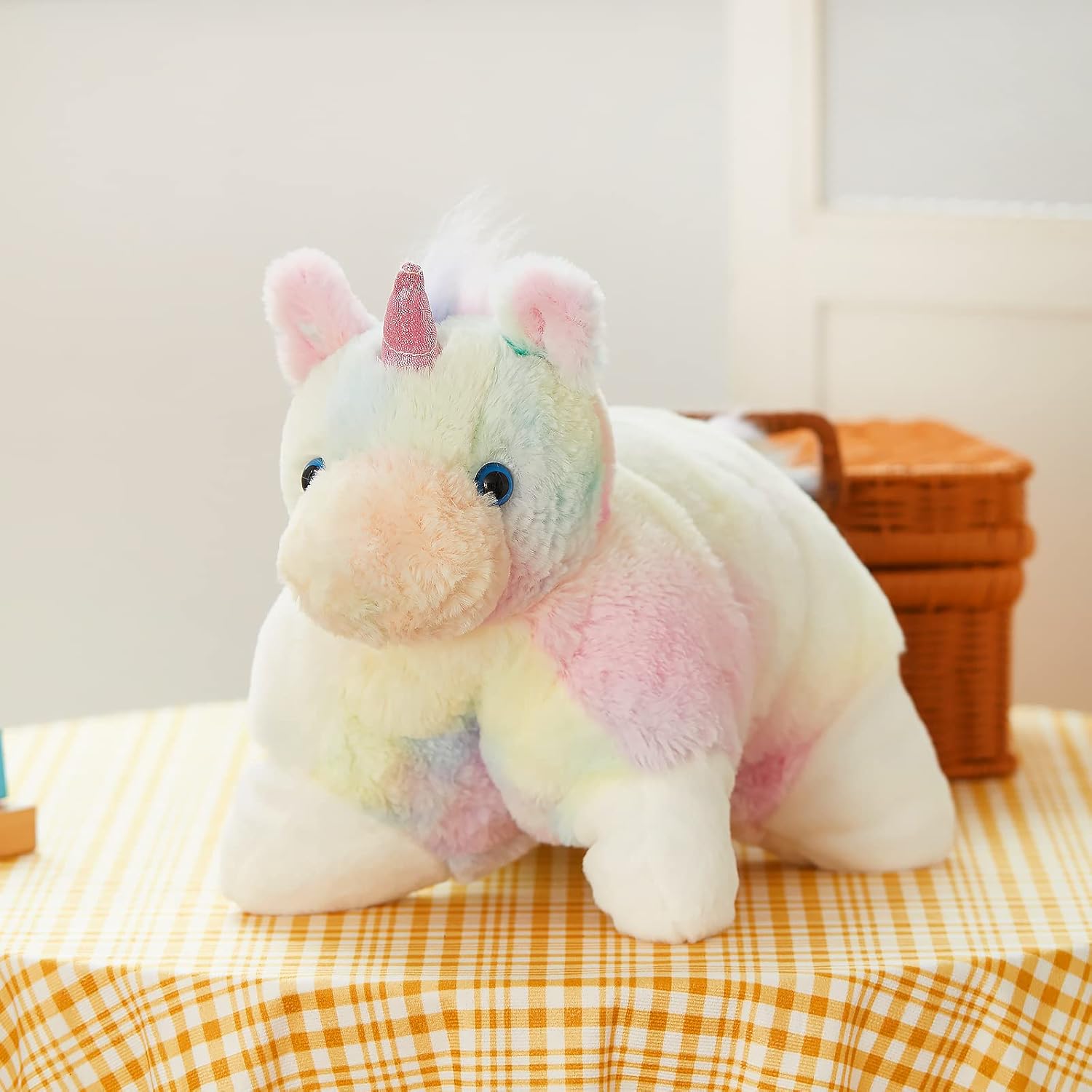 Glow Guards 16" Rainbow Unicorn Stuffed Animal Cute Soft Lovely Colorful Plush Toy Pillow Bedtime Sofa Decors Birthday Christmas Children's Day Gifts for Toddlers Kids