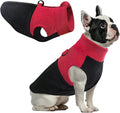Idepet Dog Fleece Vest Sweater Zip Up Warm Pullover Dogs Jacket with D-Ring Leash Winter Cold Weater Coat Pet Sweatershirt Clothes Hoodie for Small Medium Dogs Boy Girl (Red/Black, S)