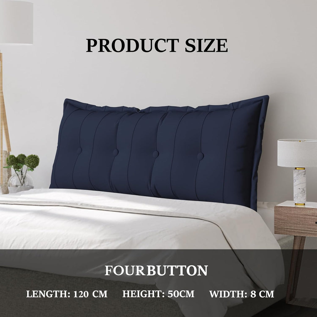 Large Bolster Reading Pillow Queen Backrest Positioning Support Pillow Daybed Cushion Headboard Pillows for Bed Bunk Sofa with Removable Cover, Dark Blue, 59x3x20 Inch
