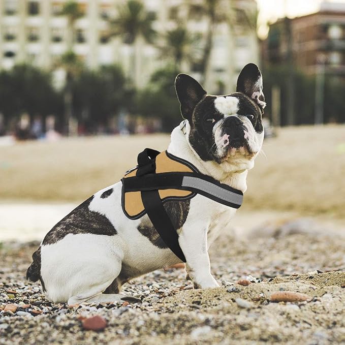 Bolux Dog Harness, No-Pull Reflective Dog Vest, Breathable Adjustable Pet Harness with Handle for Outdoor Walking - No More Pulling, Tugging or Choking (Army Yellow, M)