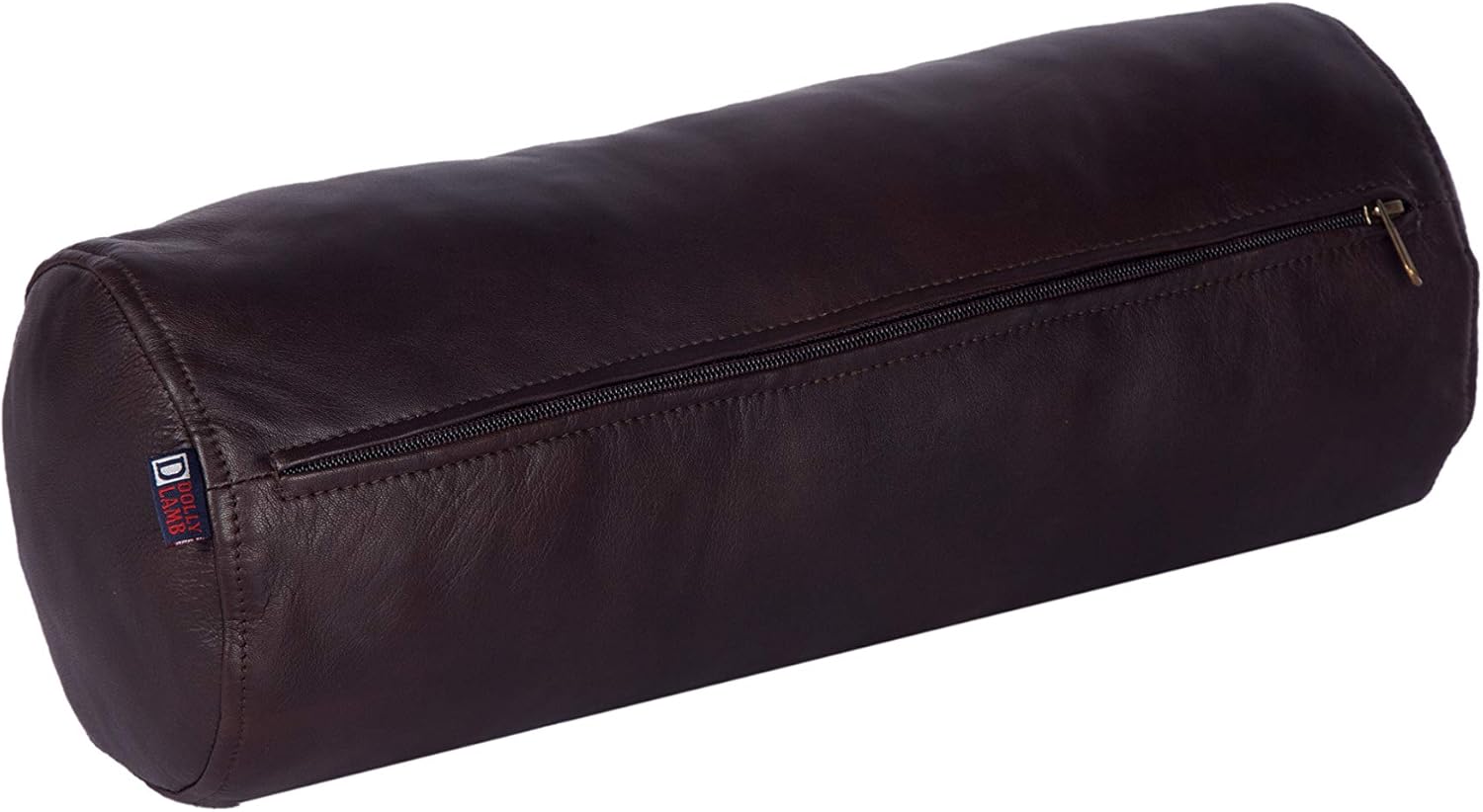Neck Roll Pillow Cushion Cover, 22x7 Inch Full Moon Round Bolster Pillow Case, Cylinder Soft Lambskin Leather Pillowcase for Head, Spine & Neck Support During Sleep - Dark Brown Pack of 2