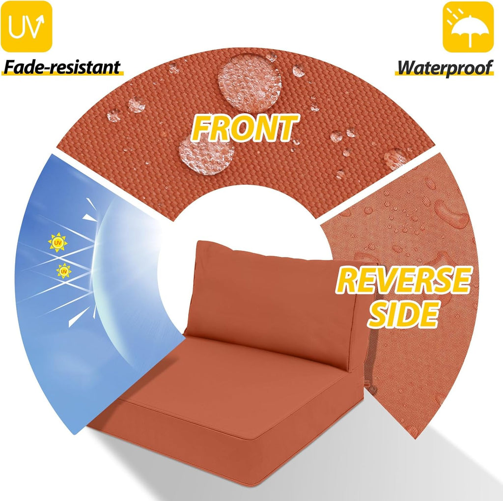 AAAAAcessories Outdoor Deep Seat Cushions, Waterproof, Fade-Resistant Patio Furniture Replacement Cushions, 25.5" x 25.5" x 5" + 25.5" x 13.5", Set of 4, Rust