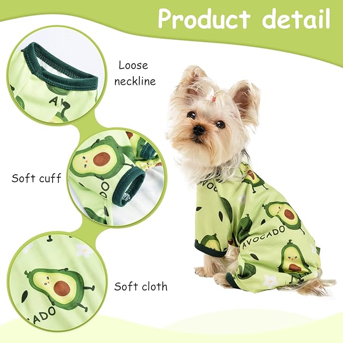 Dog Clothes for Small Dogs Boy Girl, Dog Pajamas Tiny Chihuahua Yorkie Spring Summer Shirt, Cute Puppy Outfit Pjs Jumpsuit Cat Onesie Apparel Pet Clothes