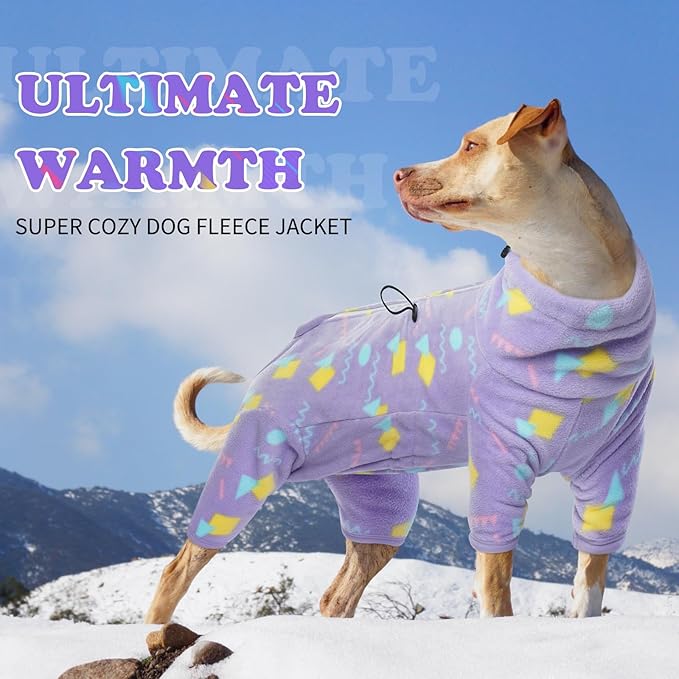 ROZKITCH Dog Pajamas with Zipper, Pet Windproof Warm Cold Weather Jacket Vest with Luminous Zipper, Jumpsuit Apparel Outfit Clothes for Small Medium Large Dog Geometry XL
