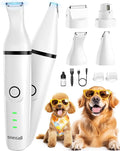 oneisall 4-in-1 Cordless Dog Grooming Kit with 2-Speed Clippers, Low Noise Paw Trimmer & Rechargeable Quiet Nail Grinder for Dogs and Cats (White)