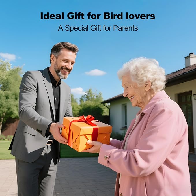 Bird Feeder with Camera,AI Identify Birds Species,FHD WiFi Outdoor Smart Bird Feeder Camera with Solar Powered,Real-Time Notice,Auto Record,IP65 Weatherproof Birds House with Cam,Ideal Gift for Family