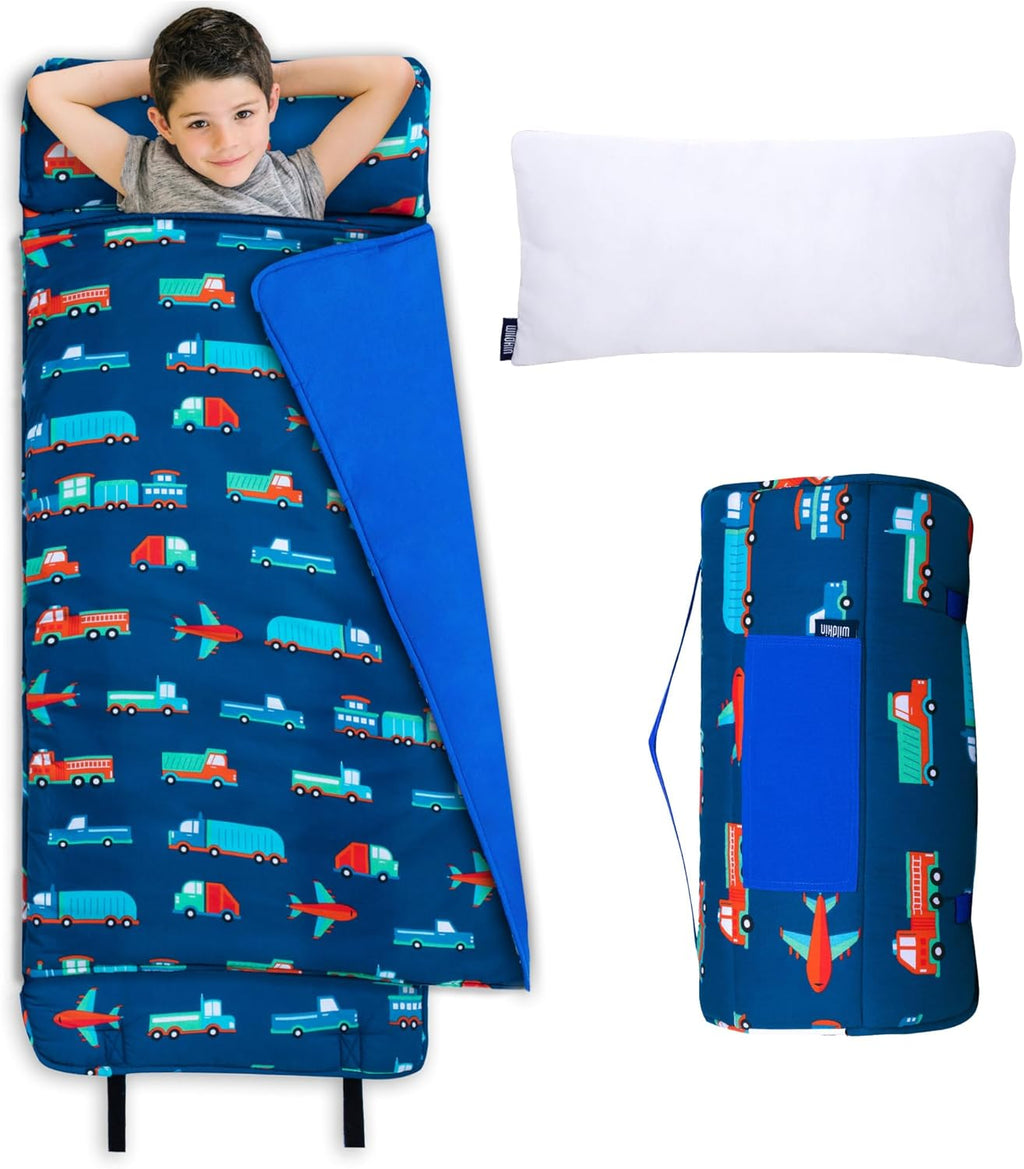 Wildkin Kids Original Nap Mat – Cozy Kids Sleep Mat with Pillow, Ideal for School & Travel - Transportation