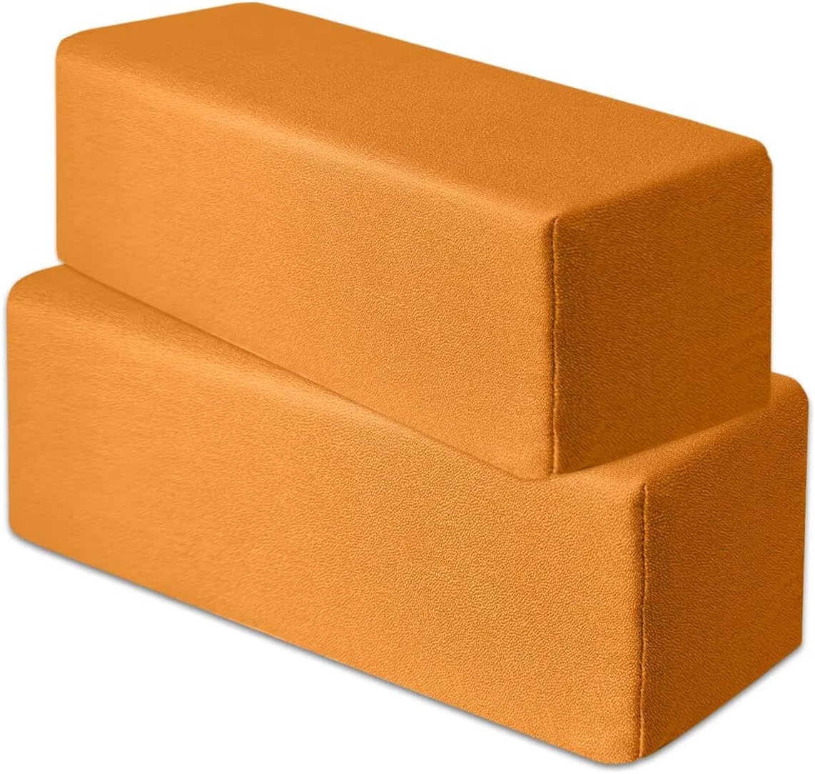 2 Pack Couch Arm Rest Pillow, Leatharie Waterproof Cover, High Density Foam Armrest Cushion, Headboard Cushion Elbow Support for Sofa Bed and Armchair,Orange,8x8x20in