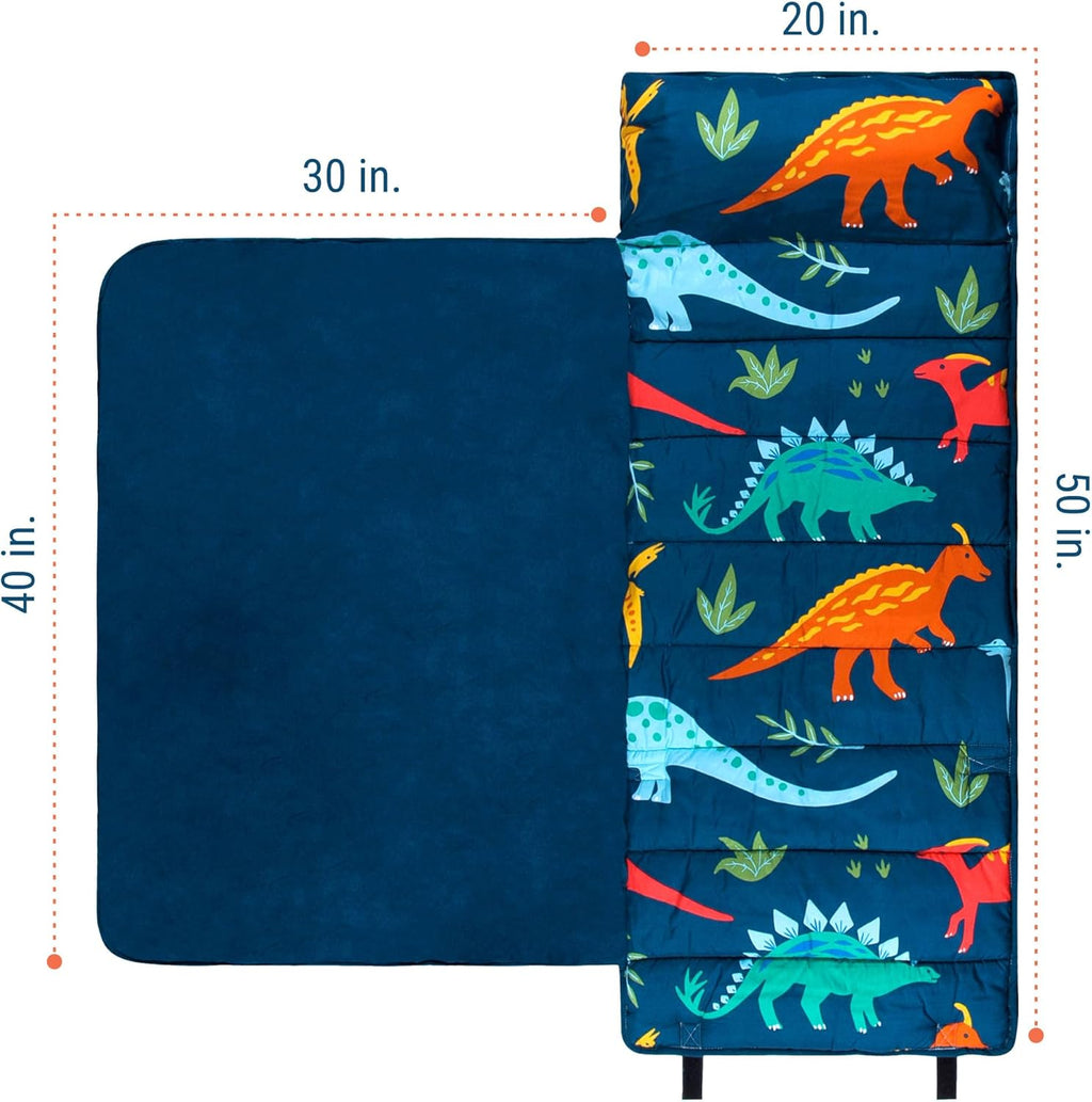 Wildkin Kids Microfiber Nap Mat – Soft Sleep Mat with Pillow, Ideal for School & Travel - Jurassic Dinosaurs