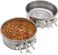 PINVNBY 2pcs Stainless Steel Bird Bowl Feeding Dish Cups for Parrot, Parakeet, African Greys, Conure, Cockatiels, Lovebird, Budgie, Chinchilla (Three Screws Size: L)