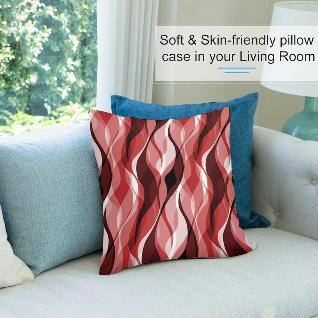 Red Throw Pillow Covers Modern Abstract Ombre Red Striped Decorations for Bedroom Living Room Farmhouse Sofa Pillows Bed Couch 20x20 Inch