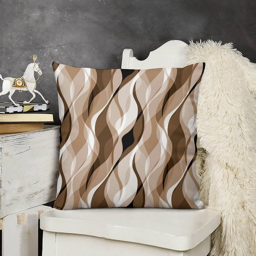 Brown Throw Pillow Covers Modern Abstract Grey and Brown Striped Decorations for Bedroom Living Room Farmhouse Sofa Pillows Bed Couch 18x18 Inch