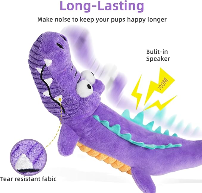 Tough Dog Toys Indestructible, Stuffed Chew Large Dog Toys to Keep Them Busy, Interactive Squeaky Tug of War Doggie Toy, Chew Guard Technology