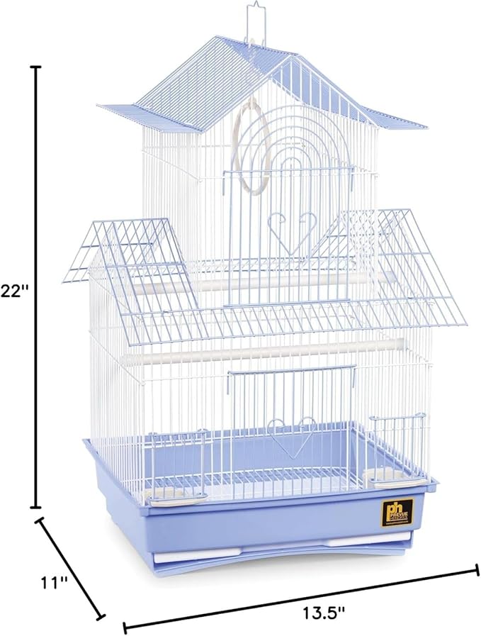 Rustic Retreat Bird Cage with Natural Wood Accents, Durable Metal Construction, Spacious Interior, and Comfortable Features for Birds' Light Blue