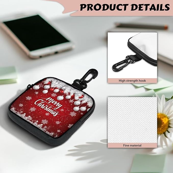 KEIAHUAN Christmas Dog Training Treat Pouch with Carabiner Hands Free Dog Walking Bag Small Fanny Zipper Pack Holder for Puppy with Zipper Closure for Pet Training Walking (Red)