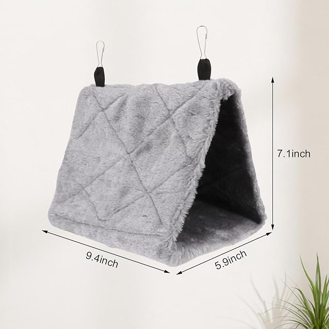 Wontee Bird Nest House Warm Bird Bed Hanging Hammock Snuggle Hut for Budgies Parakeets Caique Senegal Quaker Parrots Cockatiels Conures (Grey)