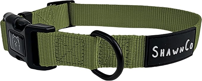 ShawnCo Dream Walk Dog Collar- Premium, Adjustable and Comfortable Pet Collar for Small, Medium, Large and Extra Large Dogs (S, Olive Green)